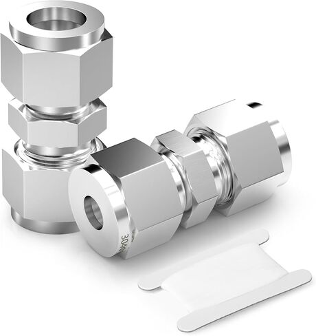 TAISHER 2PCS 304 Stainless Steel Compression Tube Pipe Fitting Connector, 1/2" Tube OD x 1/2" NPT Female Straight Adapter in Saudi Arabia