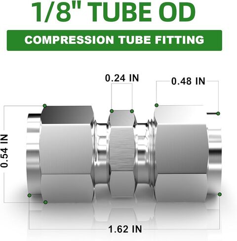 TAISHER 2PCS 304 Stainless Steel Compression Tube Pipe Fitting Connector, 1/2" Tube OD x 1/2" NPT Female Straight Adapter in Saudi Arabia