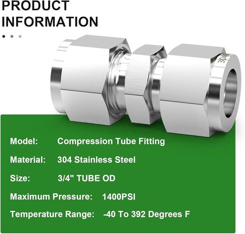 TAISHER 2PCS 304 Stainless Steel Compression Tube Pipe Fitting Connector, 1/2" Tube OD x 1/2" NPT Female Straight Adapter in Saudi Arabia