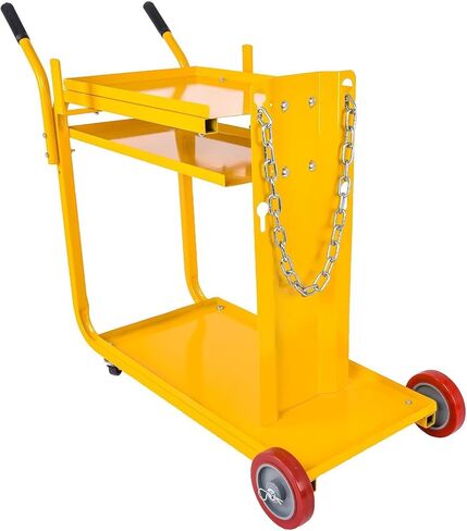 عربة لحام JEGS | 36 1/2 بوصة طول × 17 3/8 بوصة عرض × 30 1/2 بوصة ارتفاع | البناء الصلب | لمسة نهائية من مسحوق أصفر | تتضمن سلسلة أمان، وخطافات جانبية مزدوجة، وعجلتين ثابتتين وعجلتين دوارتين in Saudi Arabia