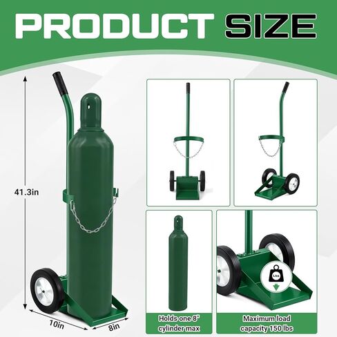 DaisyInner Single Cylinder Welding Cart Large Capacity Oxygen Tank Dolly Welding Gas Cylinder Hand Truck 8" x 10" Base 41" High with Solids Rubber 8" Tires in Saudi Arabia