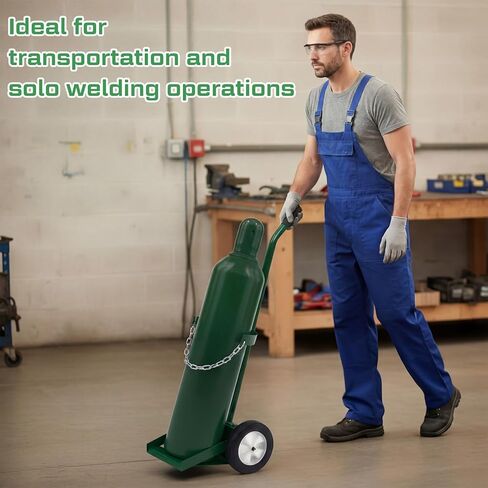DaisyInner Single Cylinder Welding Cart Large Capacity Oxygen Tank Dolly Welding Gas Cylinder Hand Truck 8" x 10" Base 41" High with Solids Rubber 8" Tires in Saudi Arabia