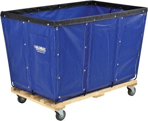 Global Industrial 20 Bushel, Blue Vinyl Basket Bulk Truck, Unassembled, 48" L x 32" W x 36" H, Rolling Laundry Cart, Commercial Material Handling Cart with 4" Casters in Saudi Arabia