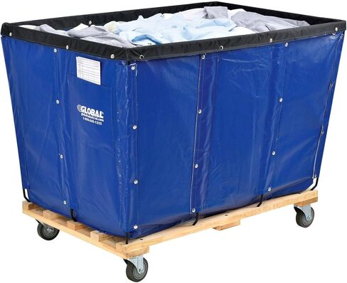 Global Industrial 20 Bushel, Blue Vinyl Basket Bulk Truck, Unassembled, 48" L x 32" W x 36" H, Rolling Laundry Cart, Commercial Material Handling Cart with 4" Casters in Saudi Arabia