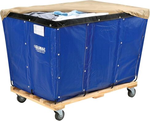 Global Industrial 20 Bushel, Blue Vinyl Basket Bulk Truck, Unassembled, 48" L x 32" W x 36" H, Rolling Laundry Cart, Commercial Material Handling Cart with 4" Casters in Saudi Arabia