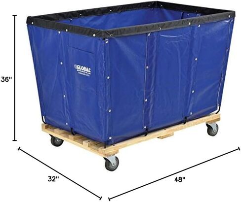 Global Industrial 20 Bushel, Blue Vinyl Basket Bulk Truck, Unassembled, 48" L x 32" W x 36" H, Rolling Laundry Cart, Commercial Material Handling Cart with 4" Casters in Saudi Arabia