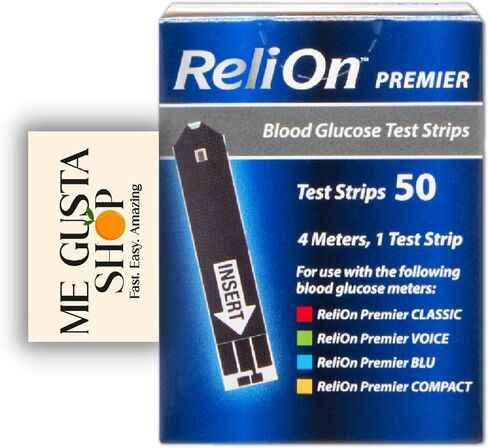 ReliOn Premier Blood Glucose Test Strips, 50 Count Pack of 2 Total 100 + me Gusta Sticker in Saudi Arabia