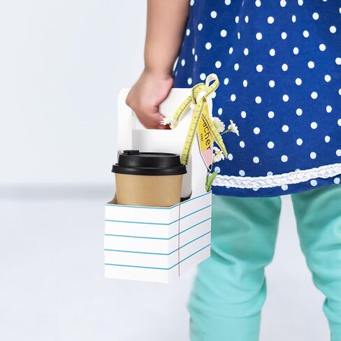 Ctosree 48 Sets Teacher Appreciation Gifts 2 Cup Drink Carrier with Best Teacher Ever Print Greeting Card and Ribbon Disposable Cup Holders with Handle for Back to School Teachers Gift Party Favors in Saudi Arabia
