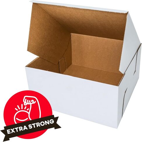 14x14x6 inches Corrugated Heavy-Duty White/Brown Sturdy Kraft Cake Boxes (50-Pack) in Saudi Arabia