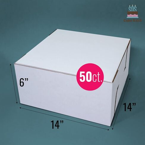 14x14x6 inches Corrugated Heavy-Duty White/Brown Sturdy Kraft Cake Boxes (50-Pack) in Saudi Arabia