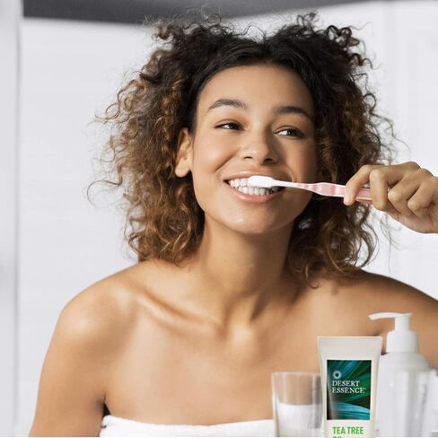 Desert Essence Tea Tree Oil & Fennel Toothpaste, 6.25 oz - Fluoride Free, Gluten Free, Vegan, Non-GMO - Oral Care with Baking Soda & Sea Salt for Healthy Teeth & Gums, Fresh Breath in Saudi Arabia