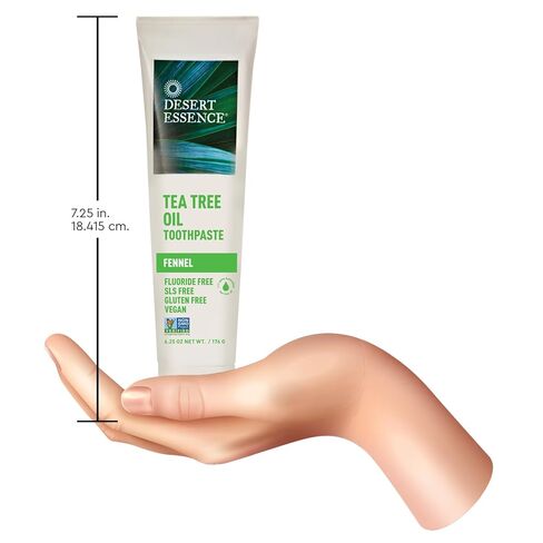 Desert Essence Tea Tree Oil & Fennel Toothpaste, 6.25 oz - Fluoride Free, Gluten Free, Vegan, Non-GMO - Oral Care with Baking Soda & Sea Salt for Healthy Teeth & Gums, Fresh Breath in Saudi Arabia