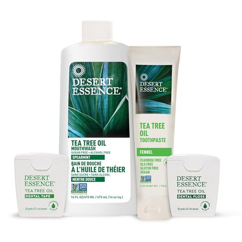 Desert Essence Tea Tree Oil & Fennel Toothpaste, 6.25 oz - Fluoride Free, Gluten Free, Vegan, Non-GMO - Oral Care with Baking Soda & Sea Salt for Healthy Teeth & Gums, Fresh Breath in Saudi Arabia