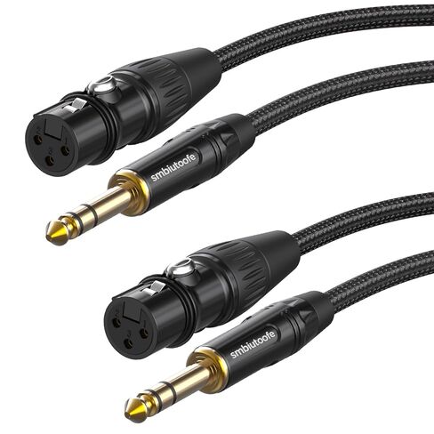 XLR أنثى إلى 1/4، TRS (6.35 مم) إلى XLR كابل مضفر من النايلون بطول 3 أقدام موصلات مطلية بالذهب لمكبرات الصوت، والخلاطات، ومكبرات الصوت النشطة - 3 أقدام، عبوة واحدة in Kuwait