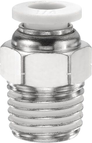 HARFINGTON Push to Connect Fitting 1/4" Tube OD x 1/4" NPT Thread Male Straight Union Fitting Copper Quick Connect Pneumatic Fitting for Semi Truck Trailer Air Brake System, White in Saudi Arabia