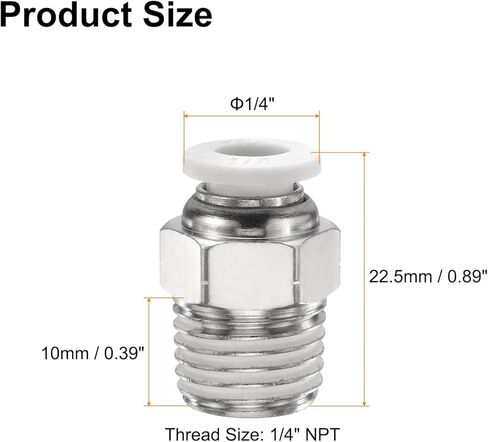 HARFINGTON Push to Connect Fitting 1/4" Tube OD x 1/4" NPT Thread Male Straight Union Fitting Copper Quick Connect Pneumatic Fitting for Semi Truck Trailer Air Brake System, White in Saudi Arabia