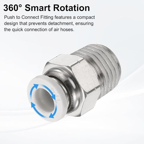 HARFINGTON Push to Connect Fitting 1/4" Tube OD x 1/4" NPT Thread Male Straight Union Fitting Copper Quick Connect Pneumatic Fitting for Semi Truck Trailer Air Brake System, White in Saudi Arabia