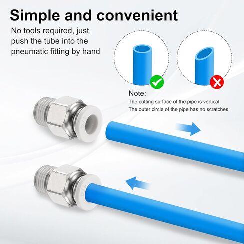 HARFINGTON Push to Connect Fitting 1/4" Tube OD x 1/4" NPT Thread Male Straight Union Fitting Copper Quick Connect Pneumatic Fitting for Semi Truck Trailer Air Brake System, White in Saudi Arabia
