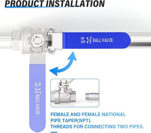 TAILONZ PNEUMATIC 1/4 بوصة أنثى NPT 304 صمام كروي كامل المنفذ من الفولاذ المقاوم للصدأ - مقبض أزرق عالي التحمل (عبوة من 1) in Saudi Arabia