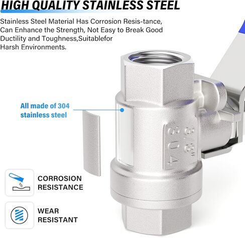 TAILONZ PNEUMATIC 1/4 بوصة أنثى NPT 304 صمام كروي كامل المنفذ من الفولاذ المقاوم للصدأ - مقبض أزرق عالي التحمل (عبوة من 1) in Saudi Arabia