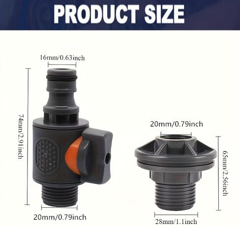 1/2 Inch PVC Garden Hose Connector with Ball Valve Switch, Male Thread Quick Connect Fitting, Water Saving Hose Adapter for Garden Irrigation, Outdoor Watering, Car Wash and Water Pipe Connection in Saudi Arabia