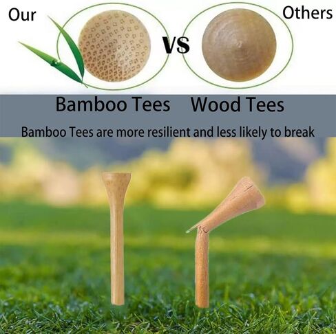 300Pcs Bamboo Golf Tees, 2 3/4 & 3 1/4 Inch Dual Sizes - Unbreakable Wooden Tees for Men, Eco-Friendly Golf Accessories for Golfers in Saudi Arabia