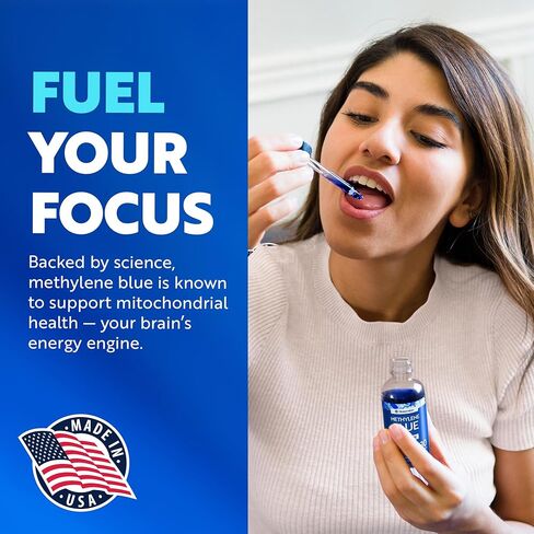 Honeyskin Methylene Blue Pharmaceutical Grade – 1% USP Grade High Purity Liquid Drops, Cool Mint Flavor | Alcohol-Free & Formaldehyde-Free | 50 Servings | Third-Party Tested, Made in USA in Saudi Arabia