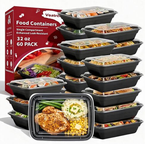 60 Pack 38 oz Meal Prep Containers Reusable, Plastic Food Storage Container with Lids,Leakproof To Go Lunch Boxes, BPA-Free,Freezer, Microwave, Dishwasher Safe Take Out Containers in Saudi Arabia
