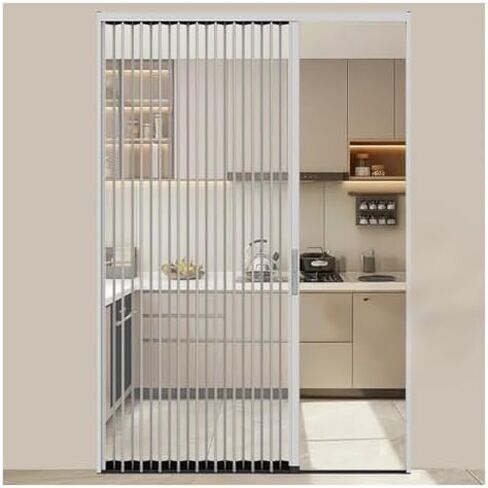 Folding Accordion Privacy Panel Screen, 58x80in Retractable Door Gate Divider for Balcony, Attic, Basement - Red, Space-Saving, Portable Room Partition in Saudi Arabia