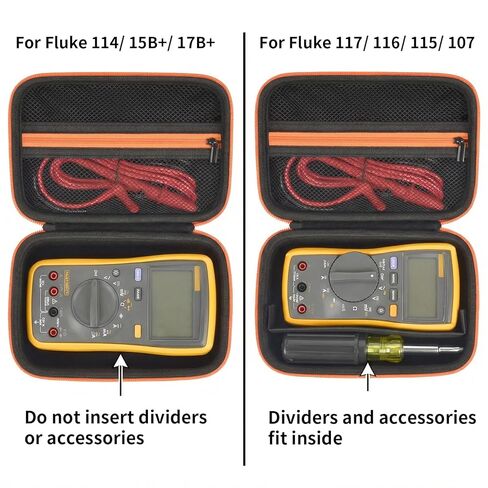 حقيبة حمل صلبة من BoobowL متوافقة مع Fluke 17B+/15B+/ 117/116/ 115/114/ 107 مقياس رقمي متعدد، حقيبة تخزين واقية مع جيب شبكي بسحاب ومقسم قابل للفصل للملحقات (الصندوق فقط) in Kuwait