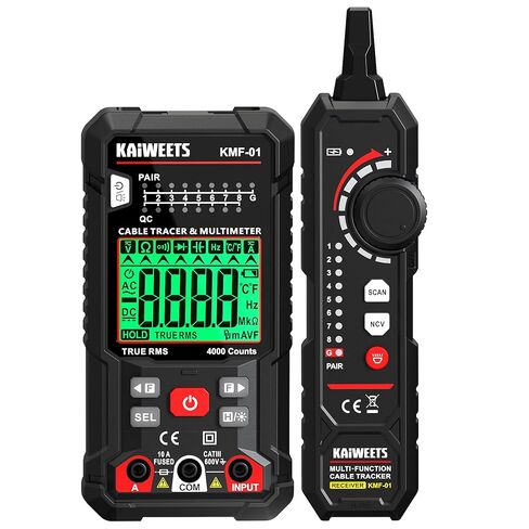 KAIWEETS 3-in-1 Multimeter & Cable Tracer Kit, Auto-Ranging Digital Multimeter with True RMS 4000 Counts, RJ45/RJ11 Wire Tracing & NCV Voltage Detector for Electricians, Home DIY & Auto Repair KMF-01 in Saudi Arabia