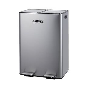 Garvee Dual 8 Gallon Step Pedal Trash Can, 16 Gal Heavy Duty Slow Close Stainless Steel Recycling Bin with Removable Inner Buckets for Kitchen Commercial Use in Kuwait