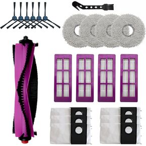 22 Pcs Replacement Accessories for Eureka J15 Pro Ultra Robot Vacuum Cleaner,1Rubber Main Brush,4Mop Pads,4Filters,6Side Brush,6Dust Bag,1Cleaning Brush. in Kuwait