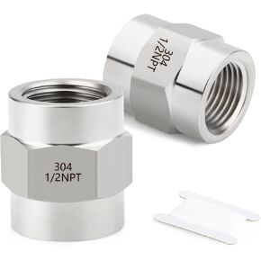 2 قطعة 304 الفولاذ المقاوم للصدأ تركيب الأنابيب ، اقتران ، 1/2 "NPT أنثى x 1/2" NPT أنثى تركيب الأنابيب ، للوقود/الهواء/السائل/النفط/الغاز in Kuwait