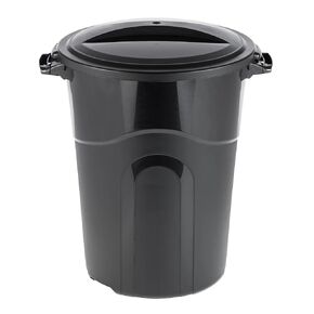32 Gallon Garbage Can, Included Lid, Indoor/Outdoor, Black in Saudi Arabia