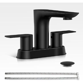 Bathroom Faucet, 4 Inch Faucet 2 Handle Bathroom Sink Faucets, Centerset Faucet for Bathroom Sink with Pop-up Drain Stopper and Supply Hoses, Farmhouse Sink Faucet in Saudi Arabia