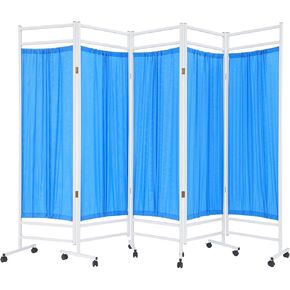 5-Panels 6FT Medical Privacy Screen on Wheels, Mobile Room Partition Wall Divider for Clinic Office & Beauty Salon, Double Layer Waterproof Fabric (White) in Saudi Arabia