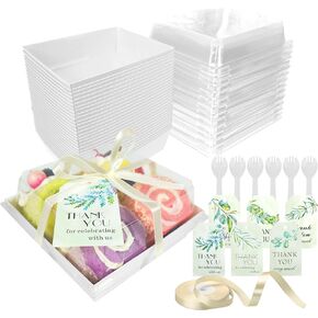 50 PCS Charcuterie Boxes with Clear Lids, 5.3 * 5 * 2.5 Inches Paper Bakery Box To Go Food Containers for Desserts, Sandwich, Cookies, Cake Slice, Strawberries in Saudi Arabia