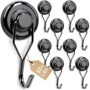 Magnetic Hooks, 20LBS Strong Neodymium Magnets with Swivel Hook, Rustproof Heavy Duty Hooks for Refrigerator, Kitchen, Garage, Office, Classroom, Grill & Cruise - 12 Pack in Saudi Arabia
