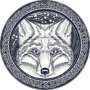 ملصق لاصق من الفينيل على شكل أيقونة عقدة سلتيكية رائعة من Wild Fox Wolf (عرض 12 بوصة) in Kuwait