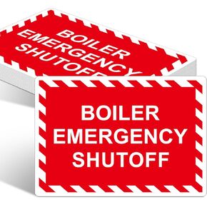 10 Pcs Boiler Emergency Shutoff Label Decal - 5 x 3.5 Inch Vinyl Generator Emergency Stickers for Machinery Electrical in Kuwait
