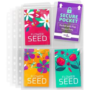 80 Pockets Spill-Proof Top Closure Seed Storage Organizer Sleeves (20 Pack) Heavy Duty 4 Pocket Garden Seed Organizer, Slot Size 3.5x5 Clear Sleeves for Seed Packet Storage, Seed Keeper, Seed Binder in Saudi Arabia