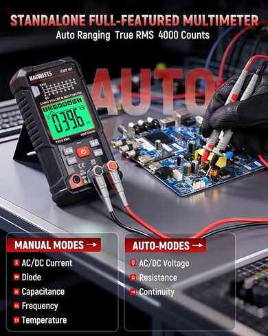 KAIWEETS 3-in-1 Multimeter & Cable Tracer Kit, Auto-Ranging Digital Multimeter with True RMS 4000 Counts, RJ45/RJ11 Wire Tracing & NCV Voltage Detector for Electricians, Home DIY & Auto Repair KMF-01 in Saudi Arabia