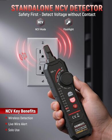 KAIWEETS 3-in-1 Multimeter & Cable Tracer Kit, Auto-Ranging Digital Multimeter with True RMS 4000 Counts, RJ45/RJ11 Wire Tracing & NCV Voltage Detector for Electricians, Home DIY & Auto Repair KMF-01 in Saudi Arabia