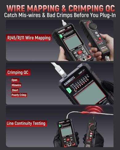 KAIWEETS 3-in-1 Multimeter & Cable Tracer Kit, Auto-Ranging Digital Multimeter with True RMS 4000 Counts, RJ45/RJ11 Wire Tracing & NCV Voltage Detector for Electricians, Home DIY & Auto Repair KMF-01 in Saudi Arabia