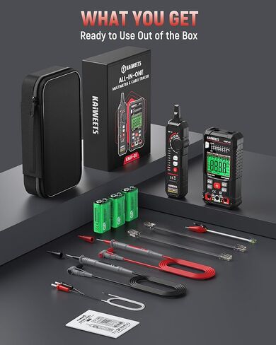 KAIWEETS 3-in-1 Multimeter & Cable Tracer Kit, Auto-Ranging Digital Multimeter with True RMS 4000 Counts, RJ45/RJ11 Wire Tracing & NCV Voltage Detector for Electricians, Home DIY & Auto Repair KMF-01 in Saudi Arabia