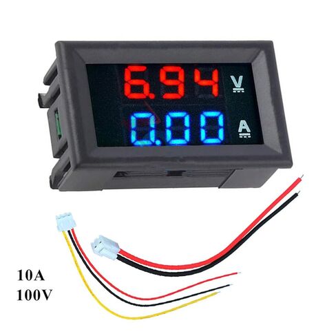 2PCs Voltage Current Tester,Compatible with 0.28" Digital Voltmeter Ammeter DC 100V 10A Dual LED Meter - 3-Bit Blue/Red Display with Connection Wires. in Saudi Arabia