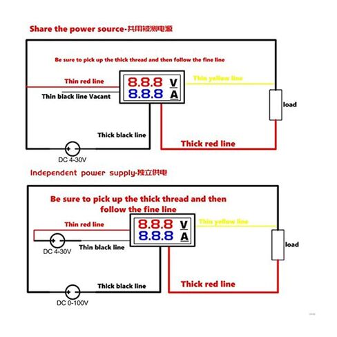 2PCs Voltage Current Tester,Compatible with 0.28" Digital Voltmeter Ammeter DC 100V 10A Dual LED Meter - 3-Bit Blue/Red Display with Connection Wires. in Saudi Arabia