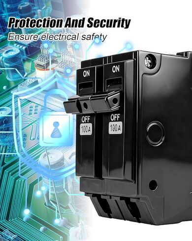 قاطع الدائرة THQL21100 100AMP، 10KAIC 120/240V مناسب لمراكز تحميل السلسلة السميكة GE Q-Line المناسبة للكهرباء العامة، الحماية المغناطيسية الحرارية، معيار التركيب ثنائي القطب in Kuwait
