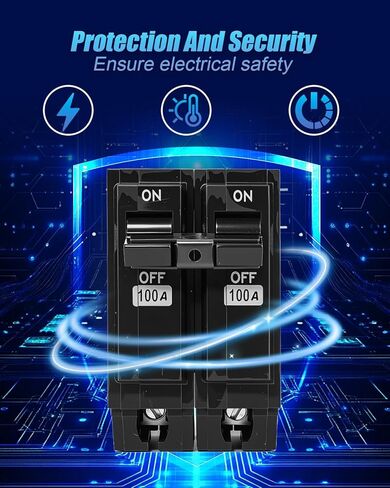 قاطع الدائرة THQL21100 100AMP، 10KAIC 120/240V مناسب لمراكز تحميل السلسلة السميكة GE Q-Line المناسبة للكهرباء العامة، الحماية المغناطيسية الحرارية، معيار التركيب ثنائي القطب in Kuwait